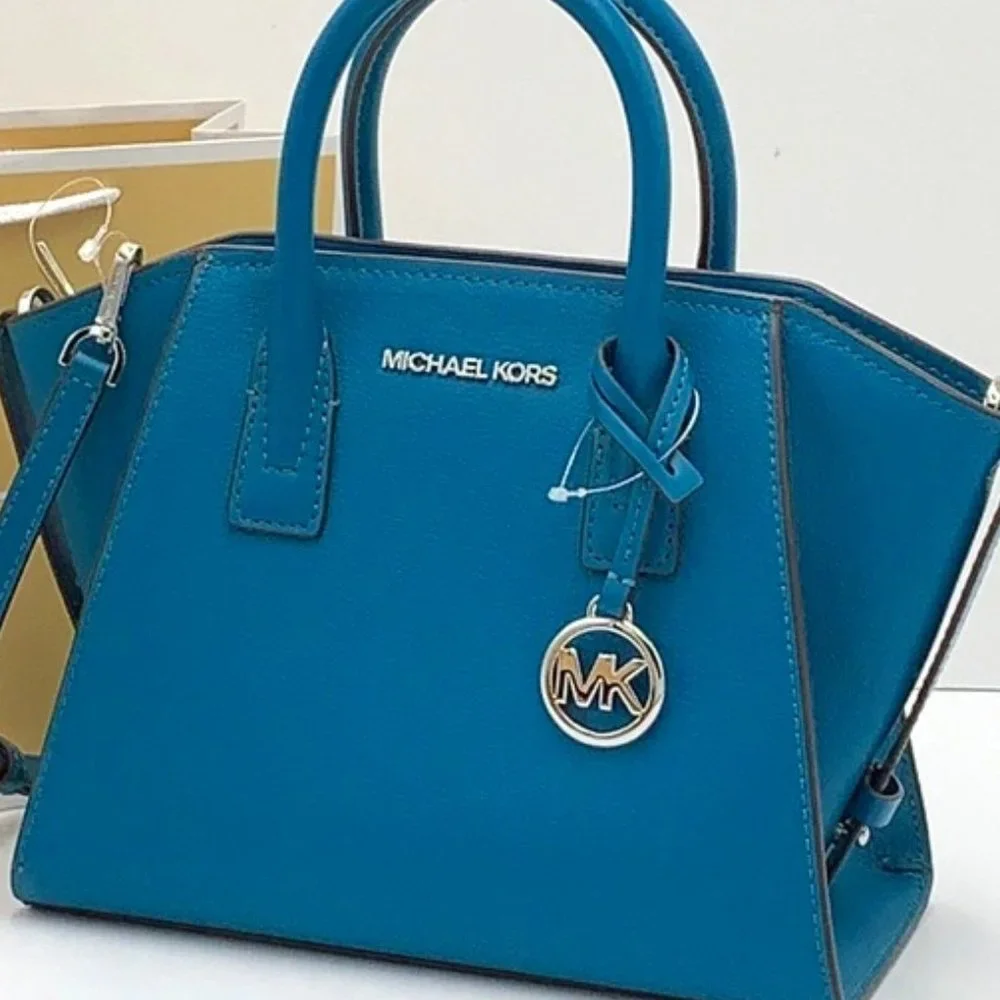 Michael Kors Avril Small Leather Top-Zip Satchel Lagoon color - Picture 1 of 16